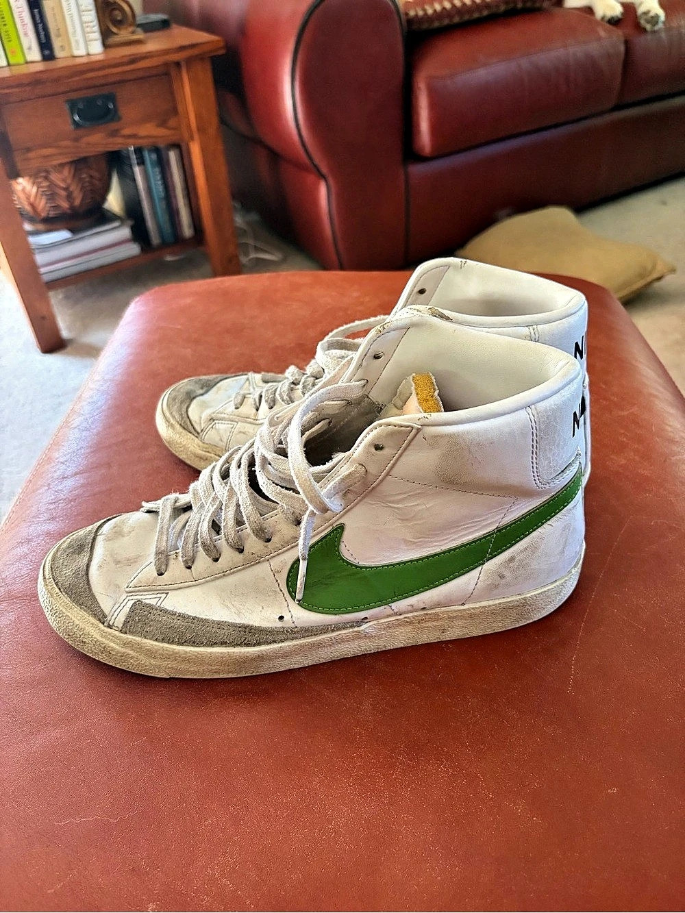 Nike blazer High Top Sneakers in White & Green